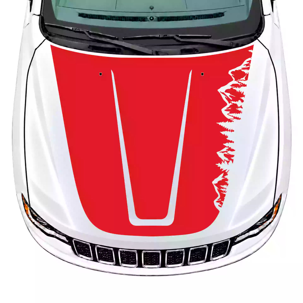 2014-2022 Jeep Grand Cherokee Adventure Hood Decals Vinyl Graphics Kit Red