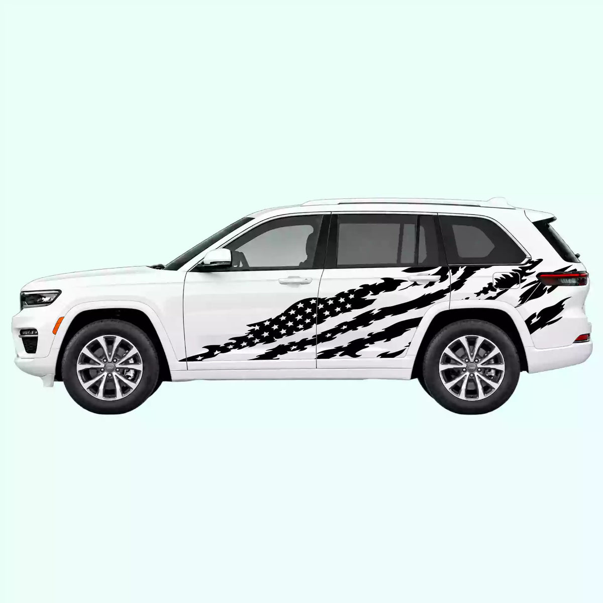 2022-present Jeep Grand Cherokee American Flag Side Decals Vinyl Graphics Kit Black