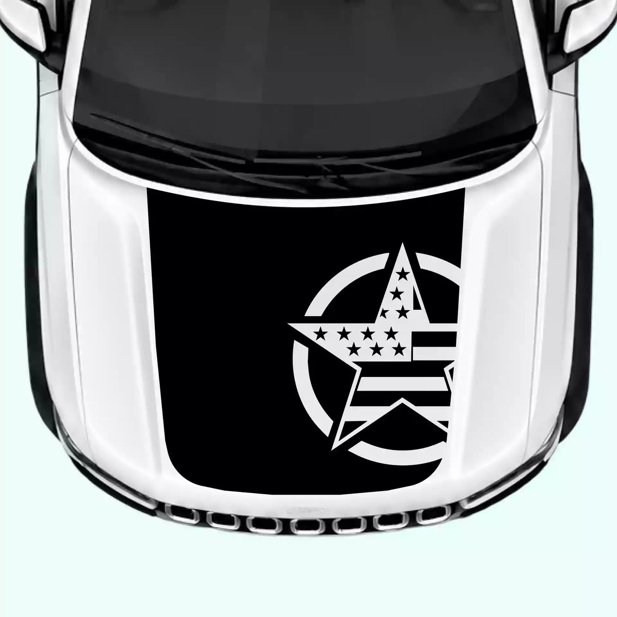 2022-present Jeep Grand Cherokee Army Star Hood Decal Vinyl Graphics Kit Black