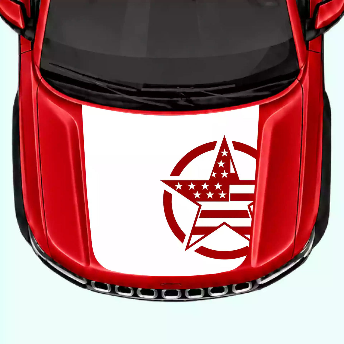 2022-present Jeep Grand Cherokee Army Star Hood Decal Vinyl Graphics Kit White