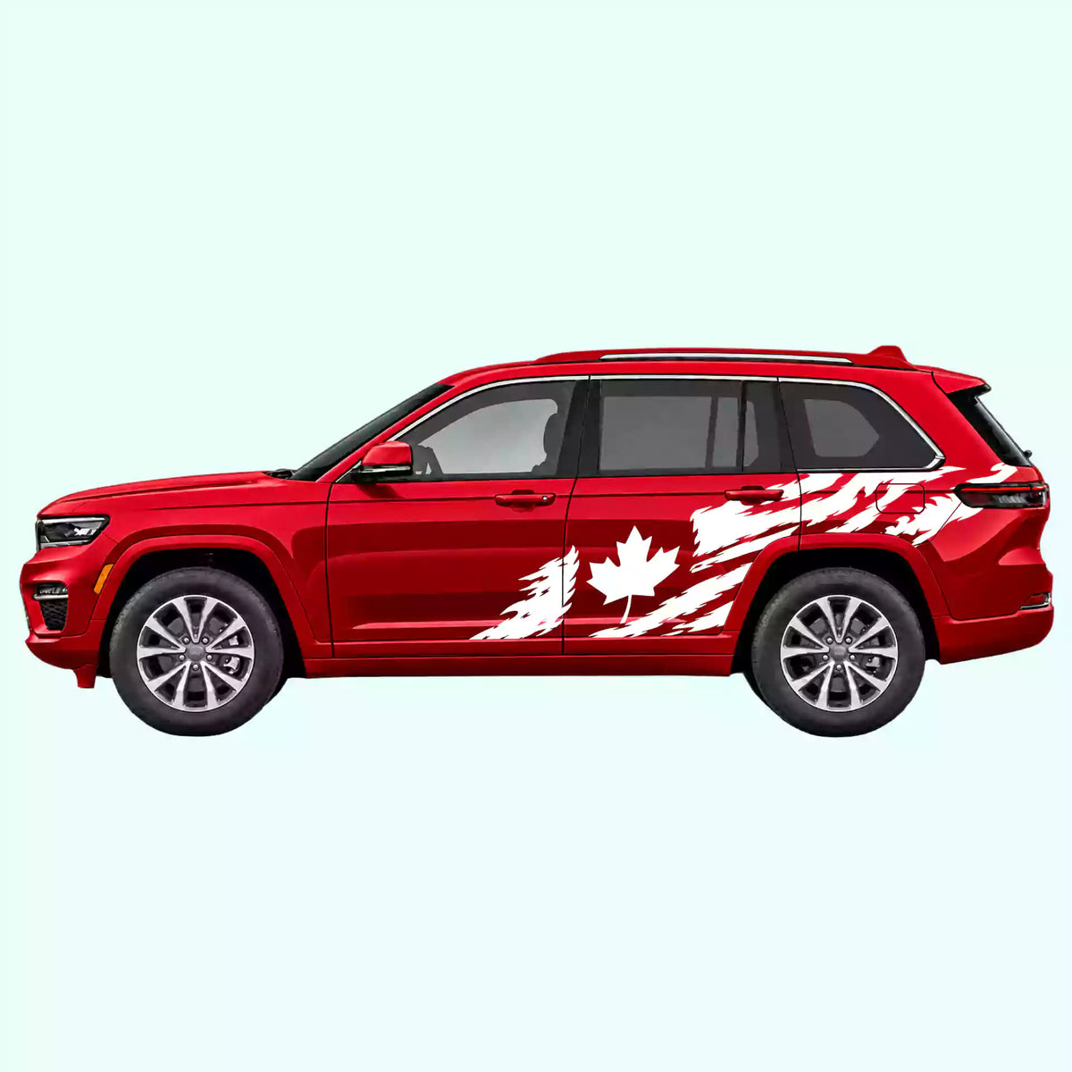 2022-present Jeep Grand Cherokee Canada Flag Side Decals Vinyl Graphics Kit White