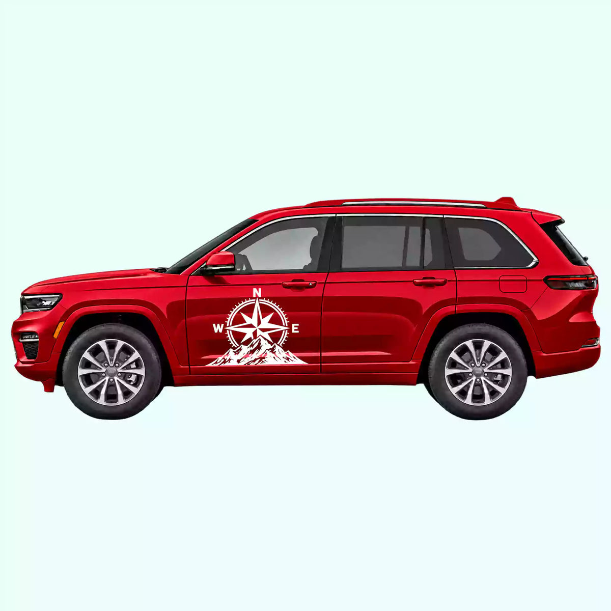 Jeep Grand Cherokee Compass Mountains Side Decals Vinyl Graphics Kit white