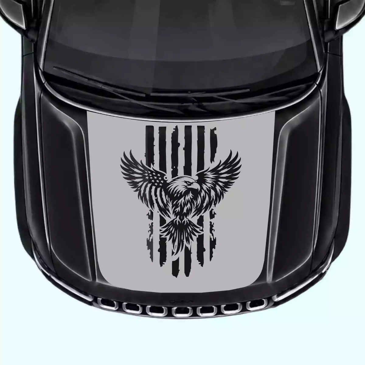 2022-present Jeep Grand Cherokee Eagle USA Flag Hood Decals Vinyl Graphics Kit Gray