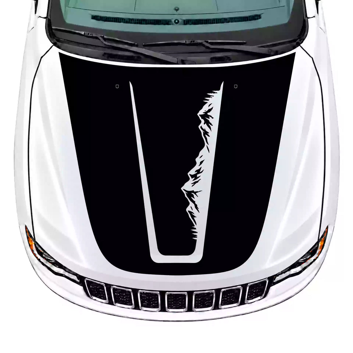 2014-2022 Jeep Grand Cherokee Mountain Hood Decal Vinyl Graphics Kit Black