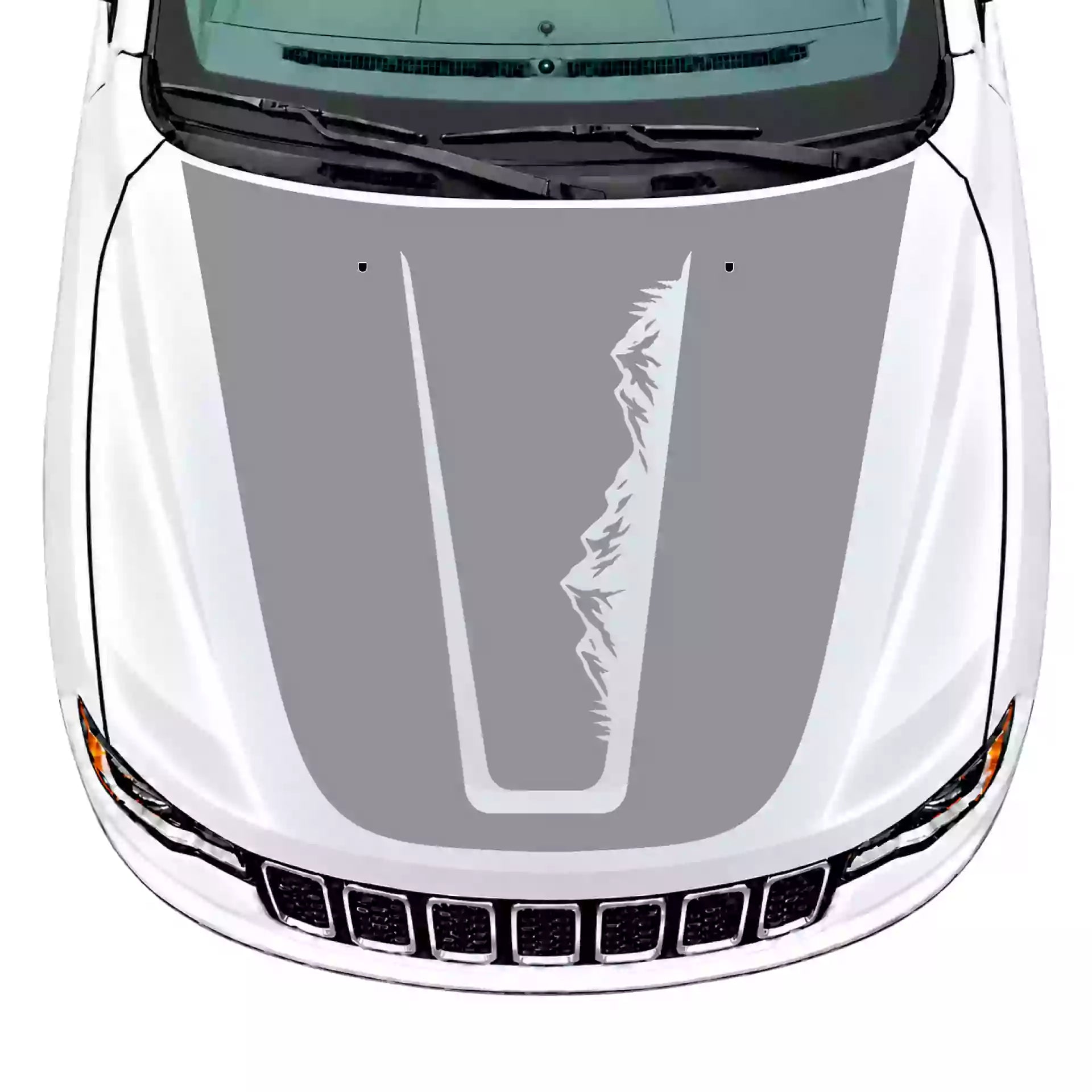 2014-2022 Jeep Grand Cherokee Mountain Hood Decal Vinyl Graphics Kit Gray