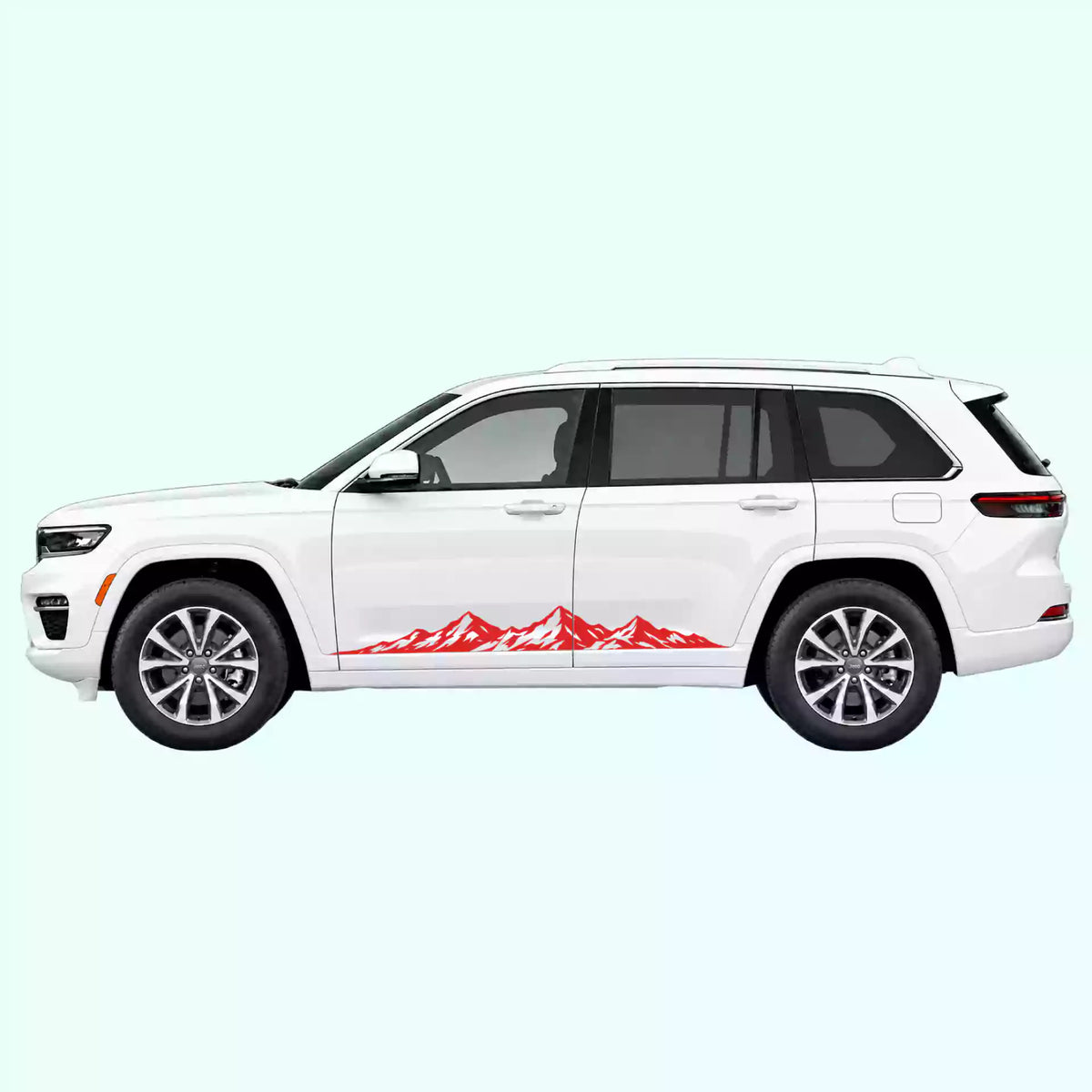 Jeep Grand Cherokee Peak Mountain Rocker Stripes Vinyl Graphics Kit red