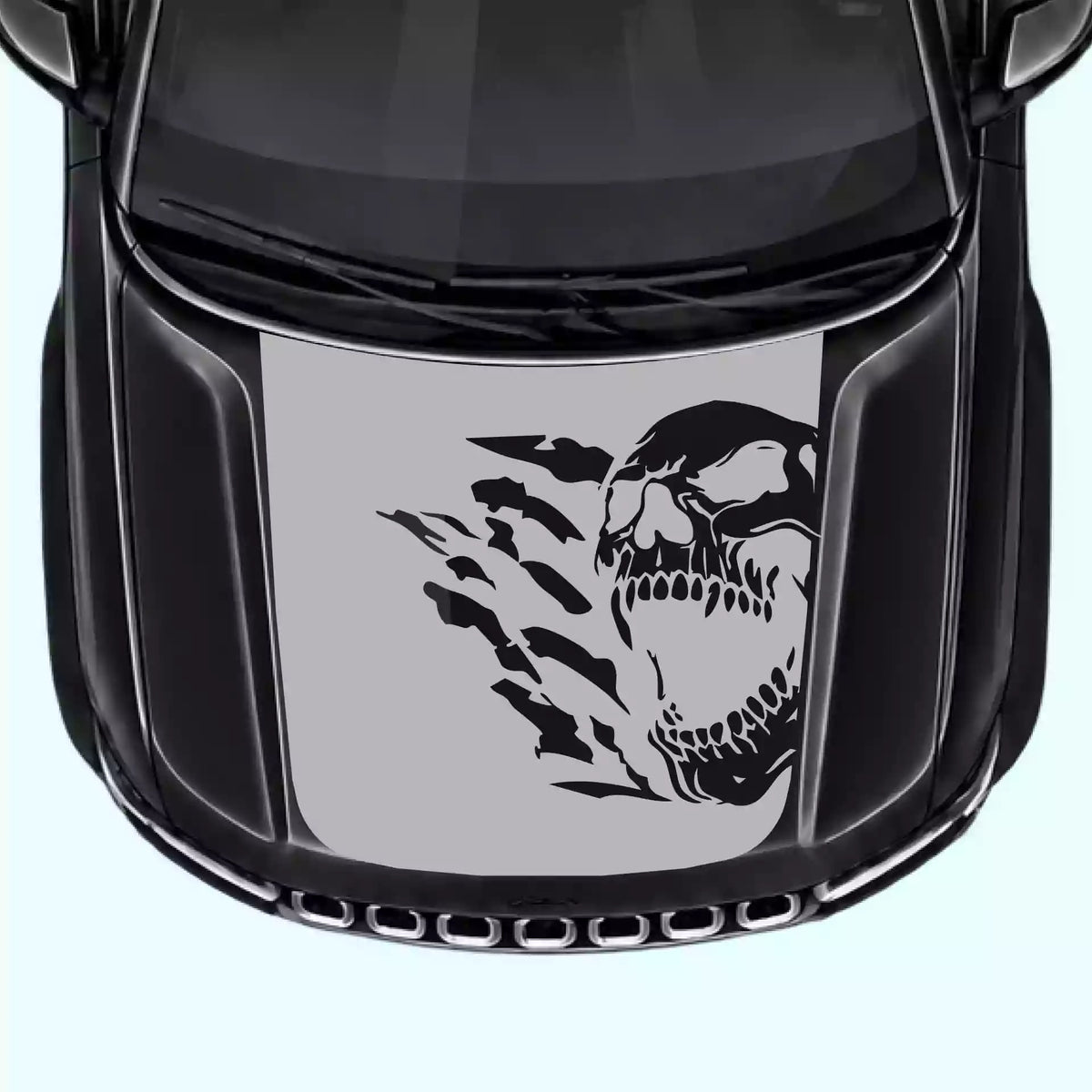 2022-present Jeep Grand Cherokee Reaper Skull Hood Decal Vinyl Graphics Kit Gray