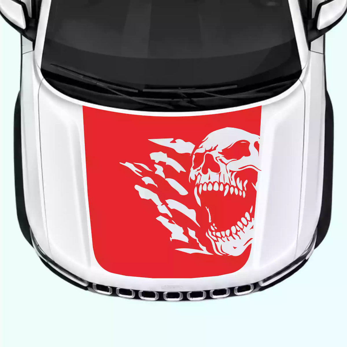 2022-present Jeep Grand Cherokee Reaper Skull Hood Decal Vinyl Graphics Kit Red
