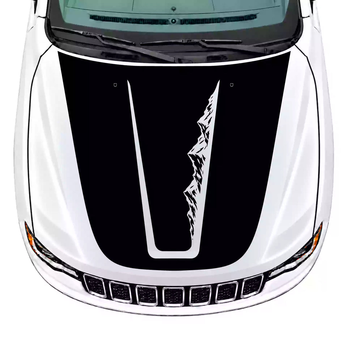 2014-2022 Jeep Grand Cherokee Ridge Hood Decal Vinyl Graphics Kit Black