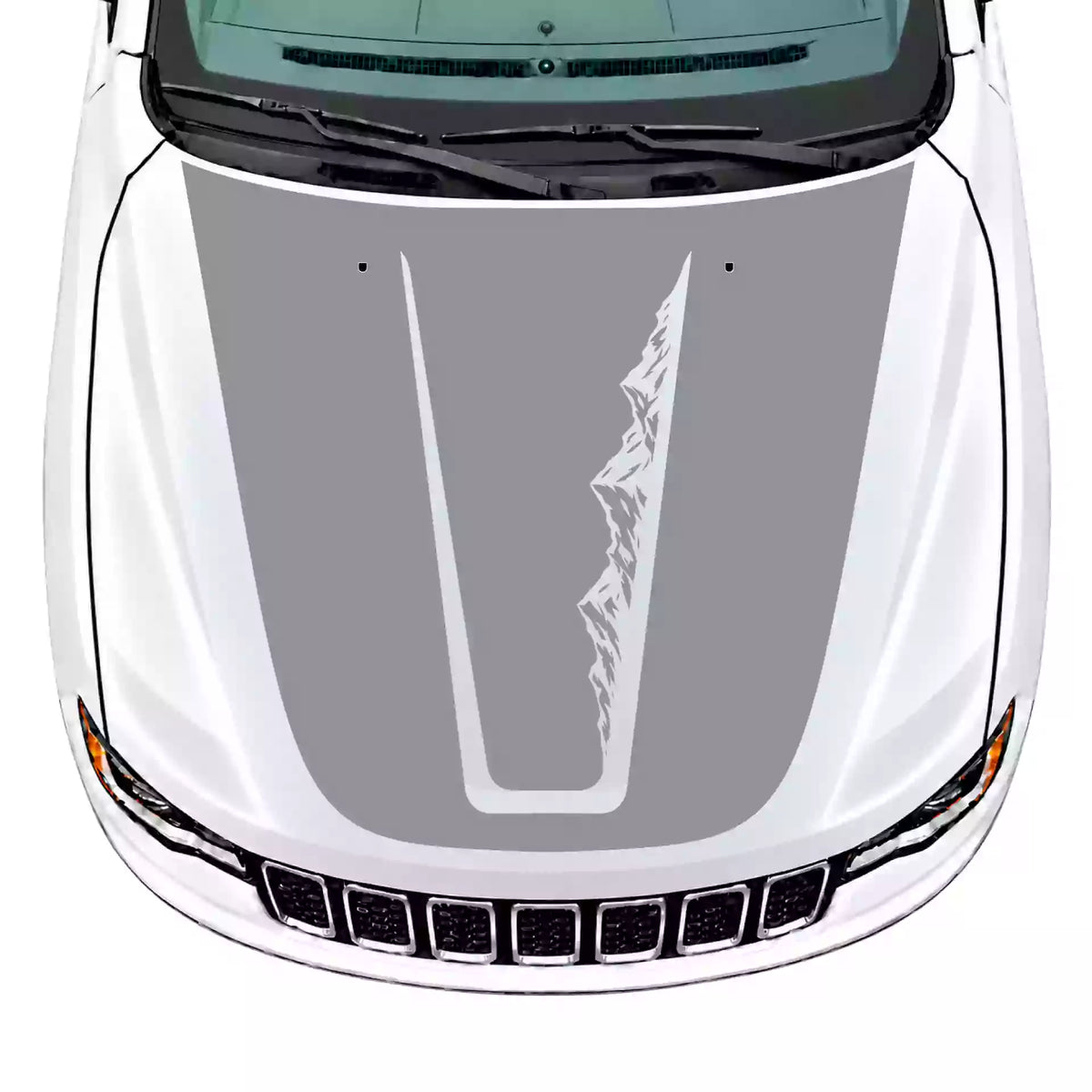 2014-2022 Jeep Grand Cherokee Ridge Hood Decal Vinyl Graphics Kit Gray