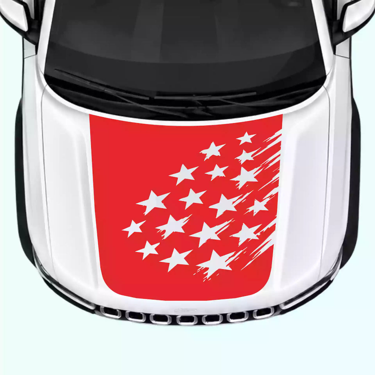 Jeep Grand Cherokee Shattered American Flag Hood Decal Vinyl Graphics Kit red