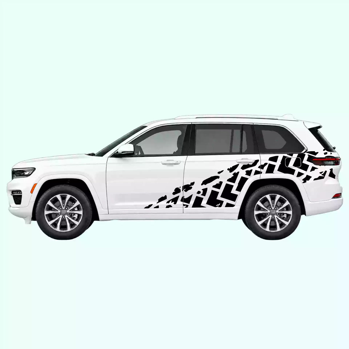 2022-present Jeep Grand Cherokee Tire Tracks Side Decals Vinyl Graphics Kit Black