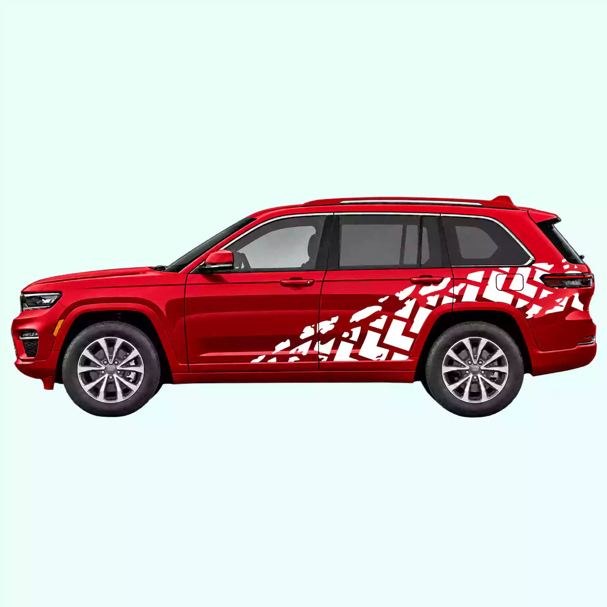 2022-present Jeep Grand Cherokee Tire Tracks Side Decals Vinyl Graphics Kit White