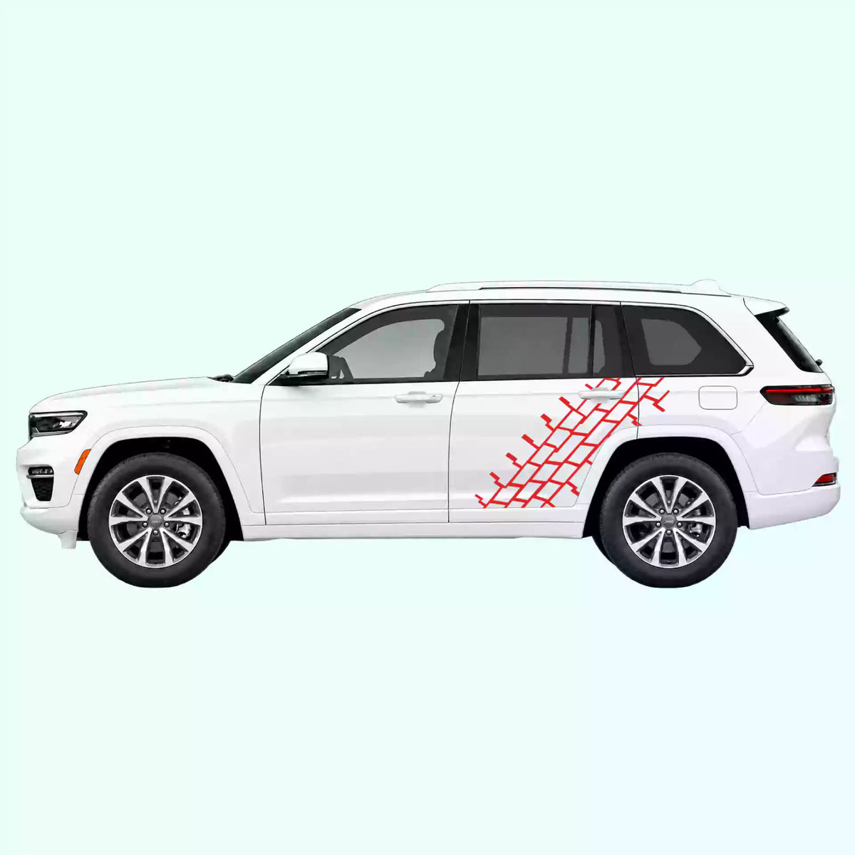 2022-present Jeep Grand Cherokee Tire Tread Side Decals Vinyl Graphics Kit Red
