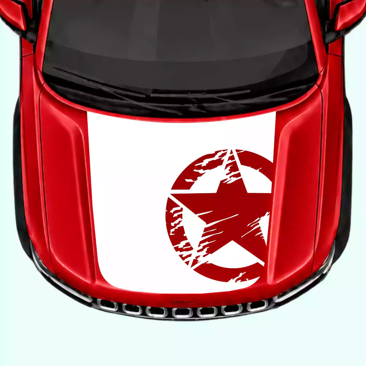 2022-present Jeep Grand Cherokee Torn Star Hood Decal Vinyl Graphics Kit White