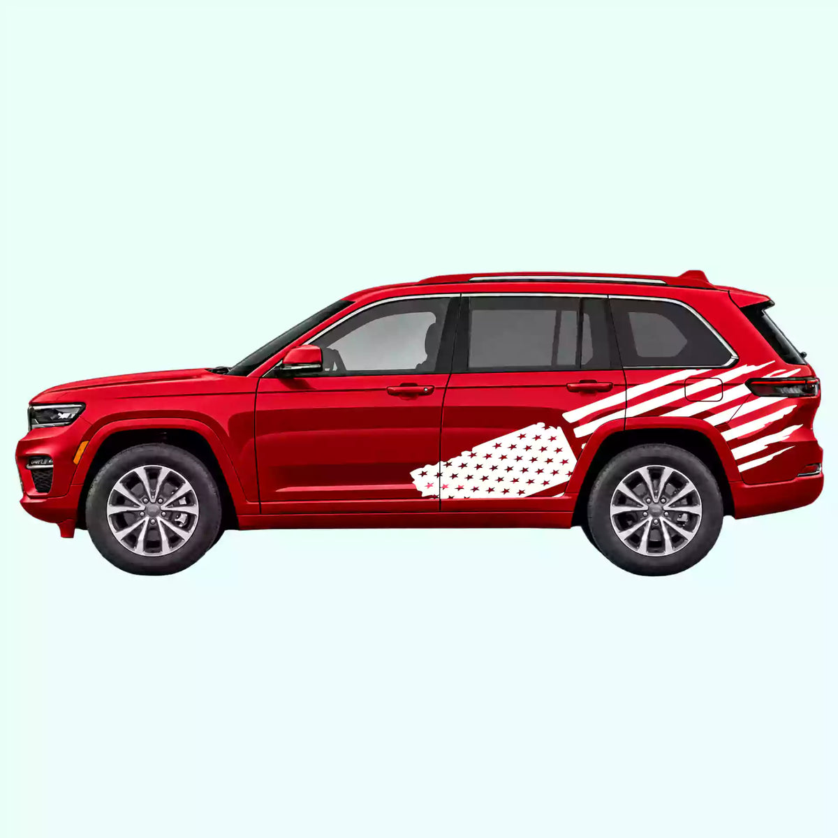 2022-present Jeep Grand Cherokee USA Flag Side Decals Vinyl Graphics Kit White