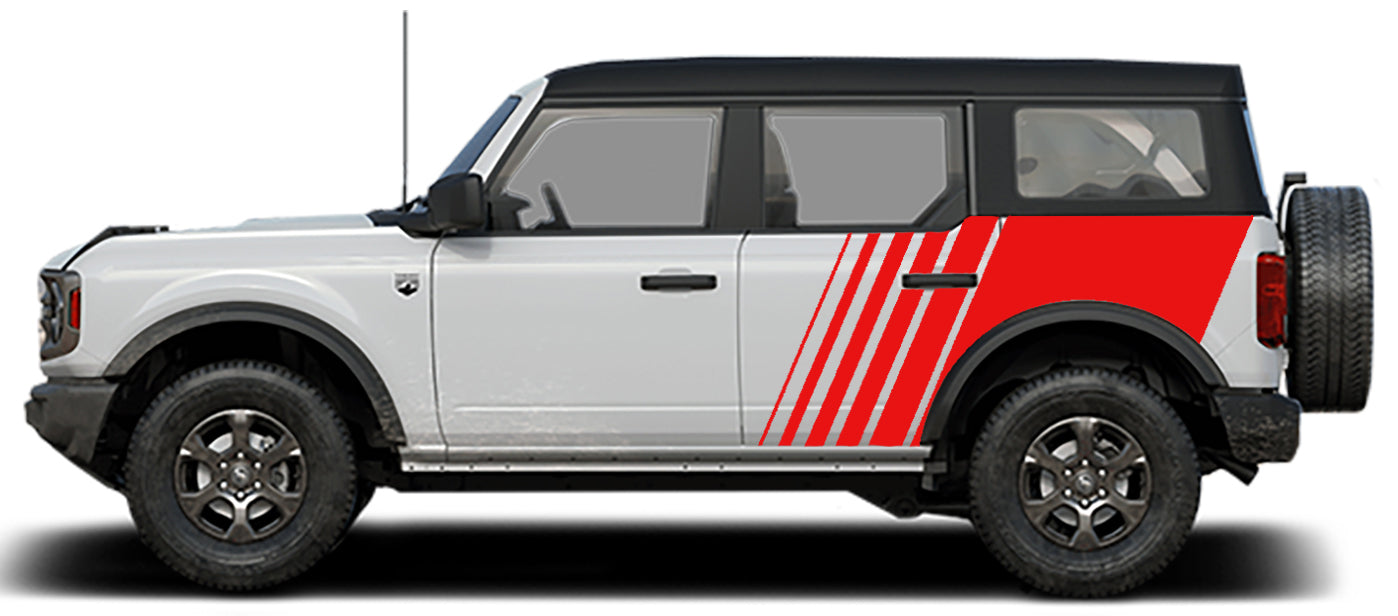 jumbo side strobe graphics for ford bronco 4 door red