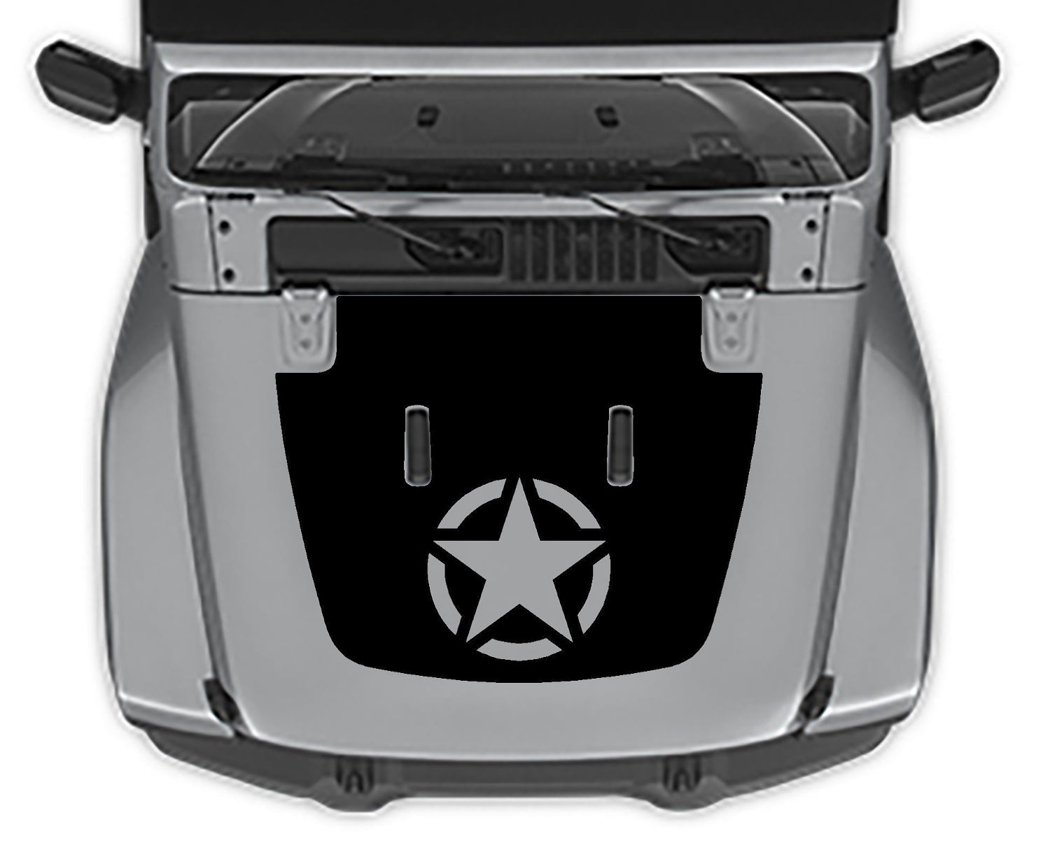 Jeep Wrangler JL Military Star Hood Decal : Vinyl Graphics Kit fits (2018-2023)
