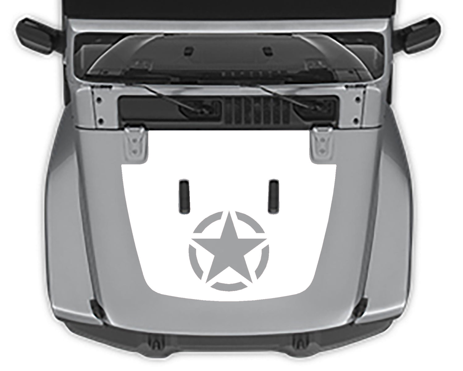 Jeep Wrangler JL Military Star Hood Decal : Vinyl Graphics Kit fits (2018-2023)