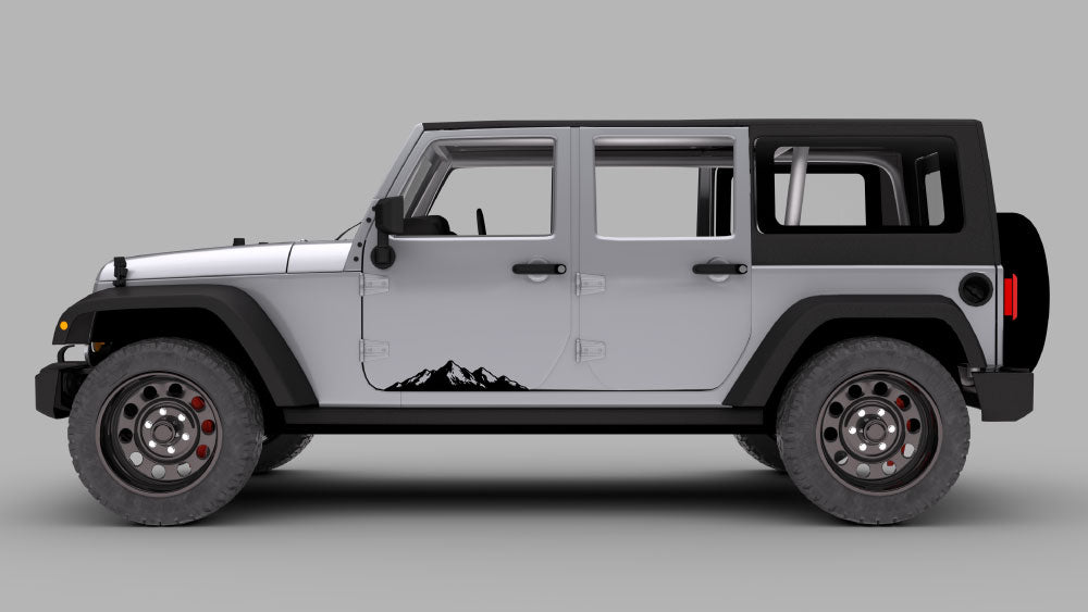 Jeep Wrangler JK side view with distressed claw slash rocker panel graphics decal in gray