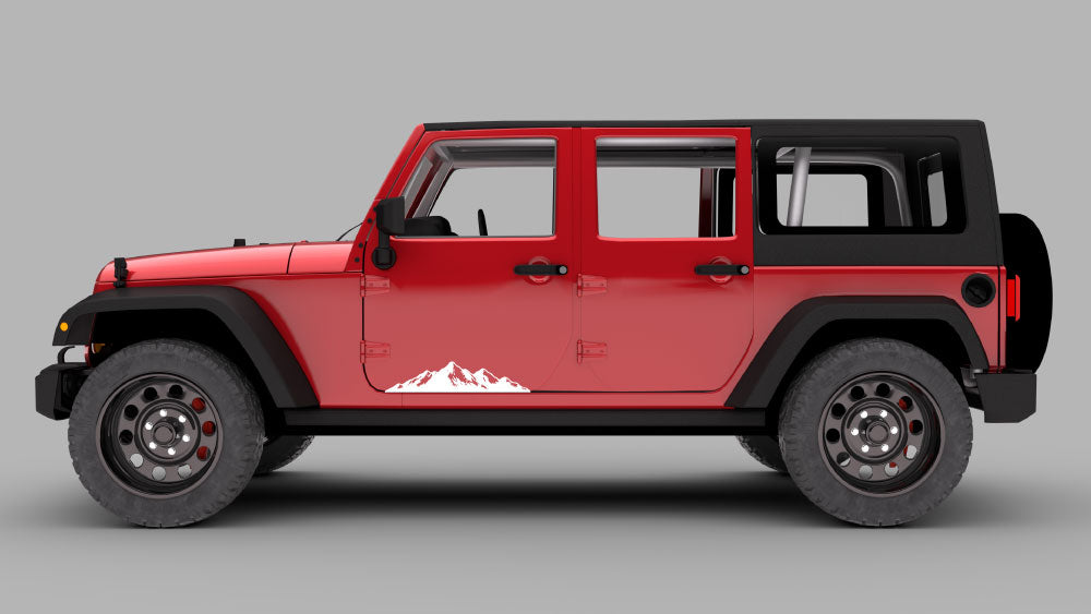 Jeep Wrangler JK side view with distressed claw slash rocker panel graphics decal in white