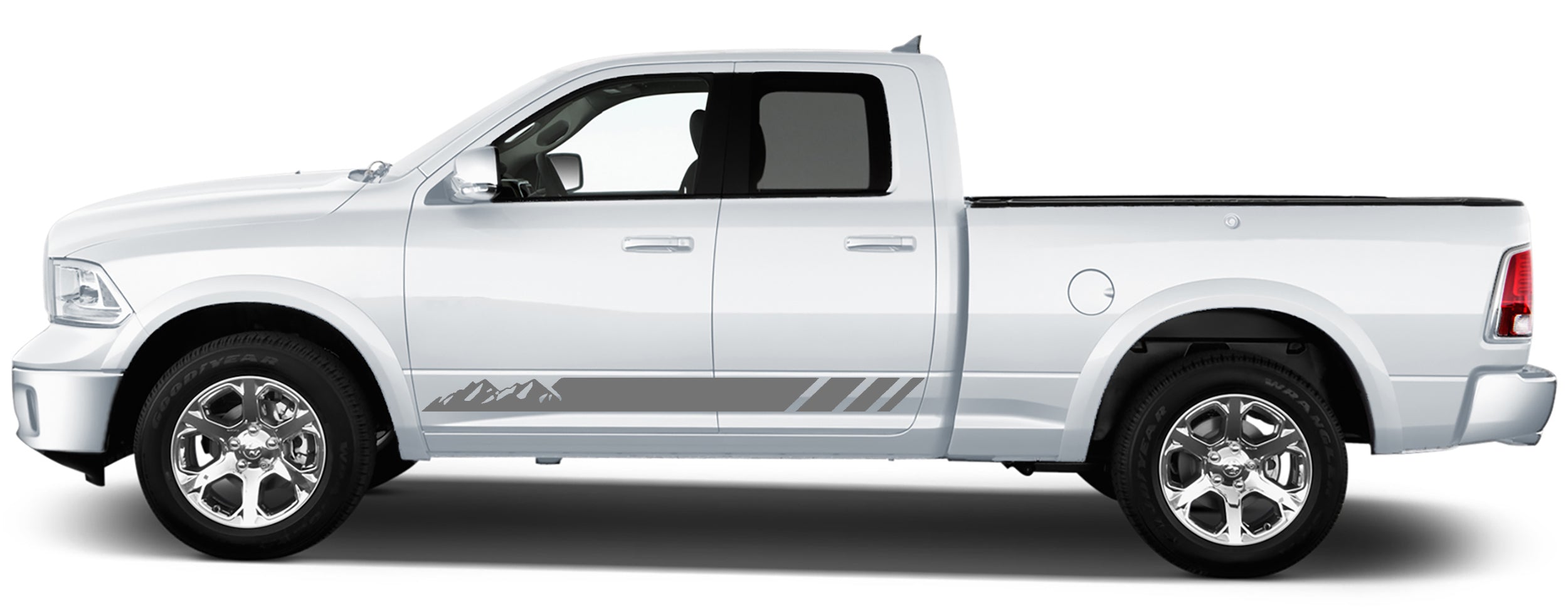 Mountain Rocker Panel Side Stripes Graphics for dodge ram 2008 to 2018 models gray