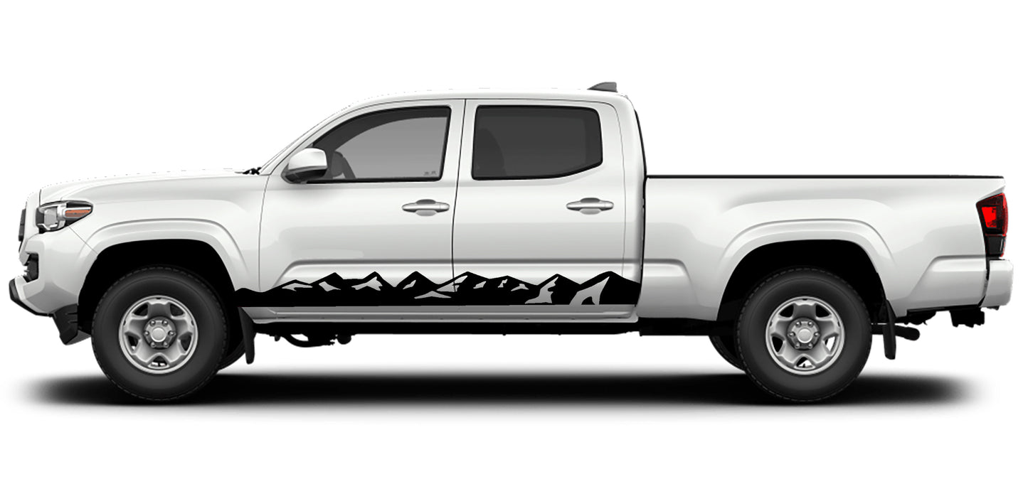 Toyota Tacoma Mountain Rocker Panel Stripes (Pair) : Vinyl Graphics Kit Fits (2016-2022)