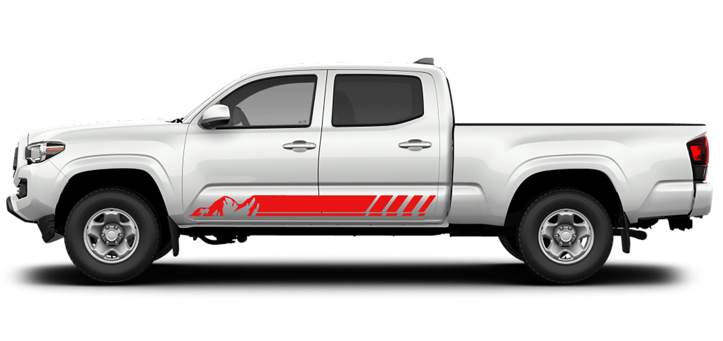 mountain style rocker stripes for toyota tacoma 2016 to 2023 models red