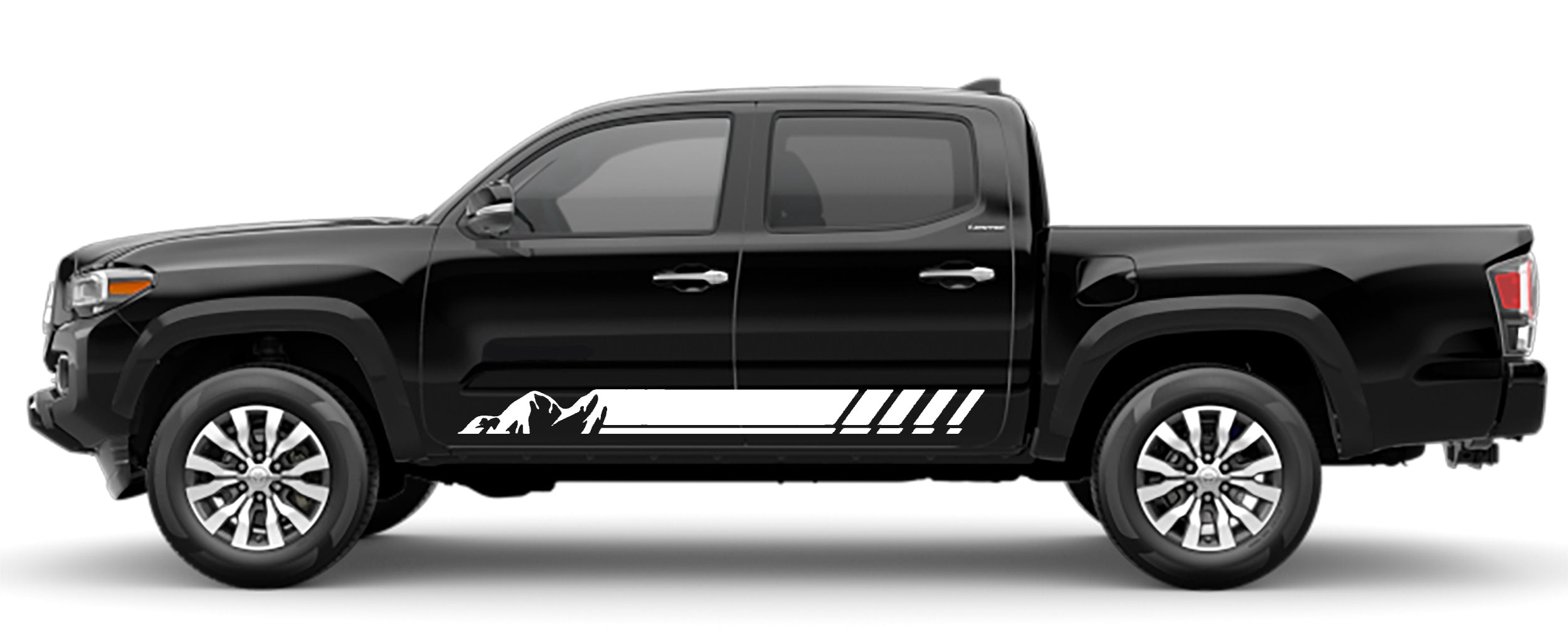 mountain style rocker stripes for toyota tacoma 2016 to 2023 models white