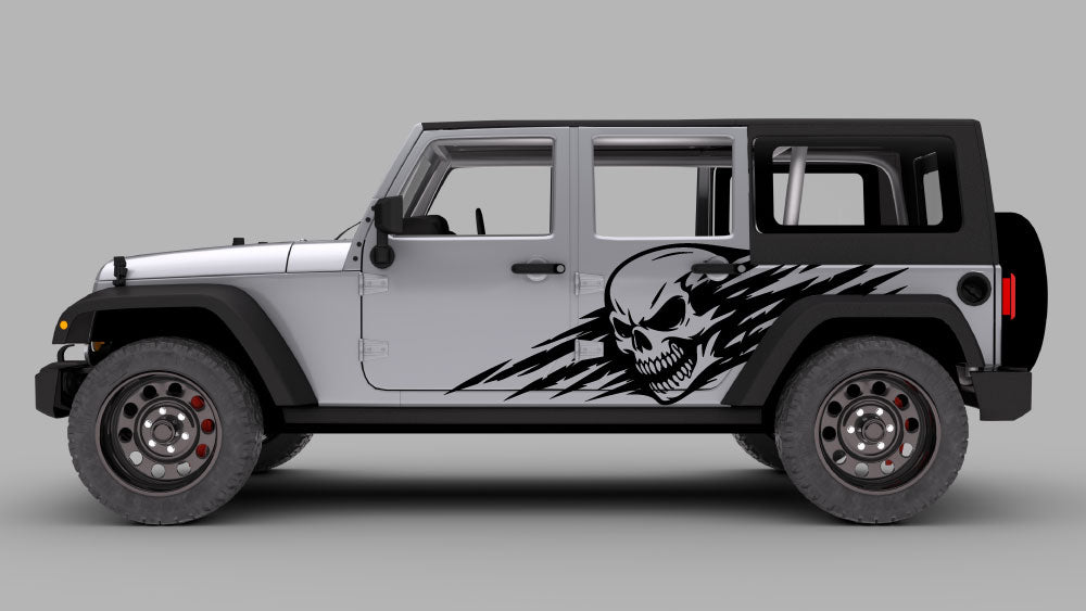 Jeep Wrangler JK/JKU nightmare skull slash side decal graphics