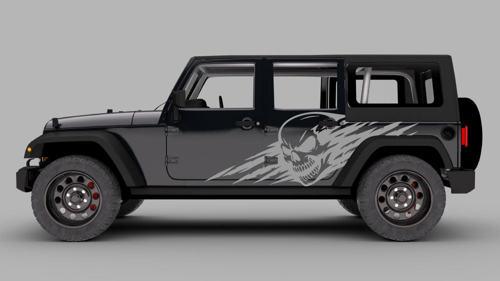 Jeep Wrangler JK/JKU nightmare skull slash side decal graphics