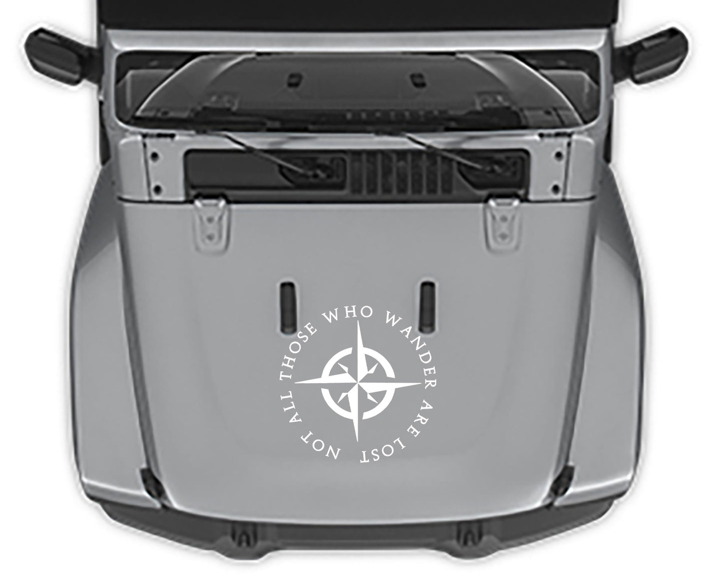 "not all those who wander are lost" Hood decal for jeep all models white