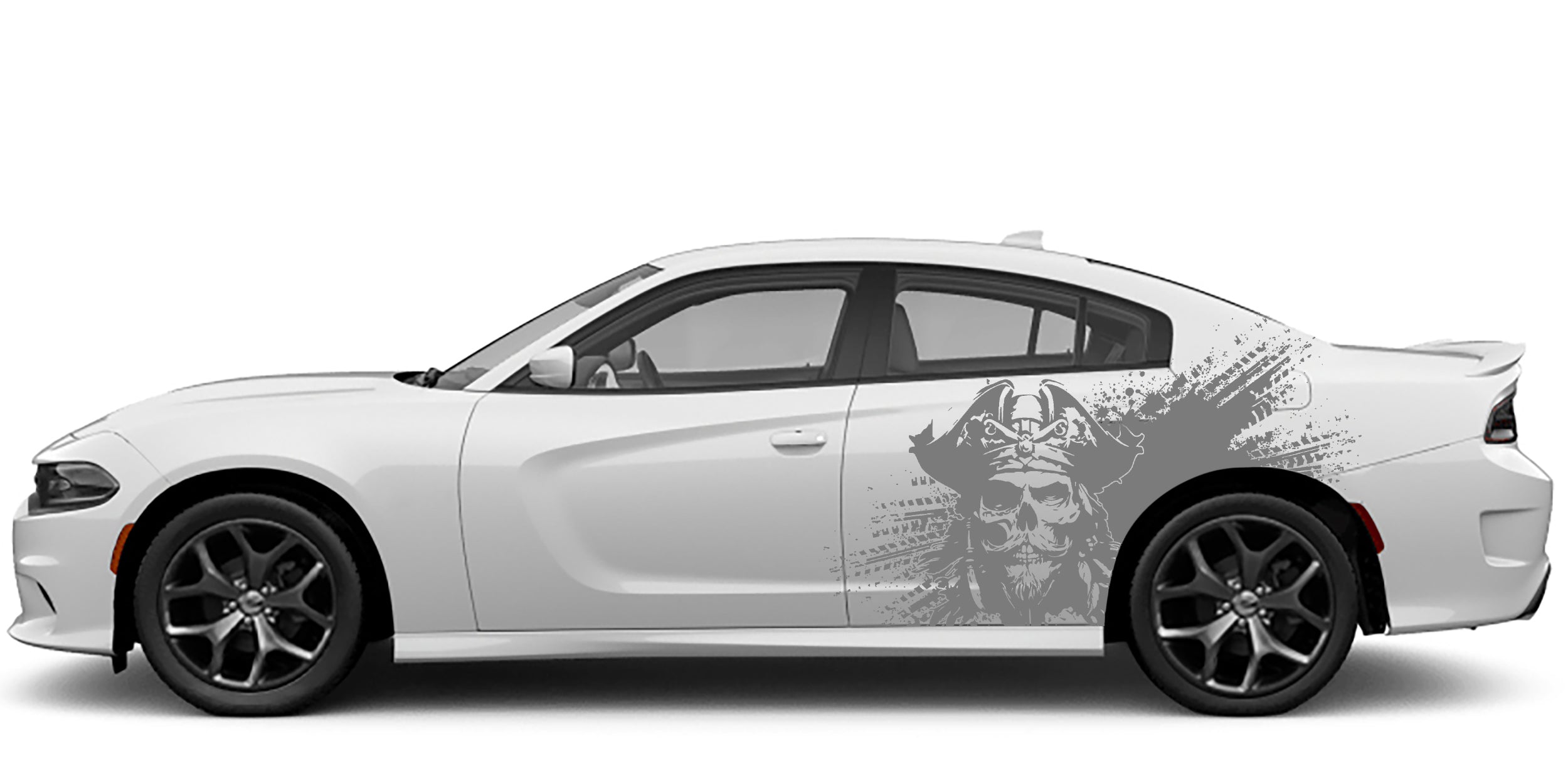 Pirate Skull side graphics for dodge charger 2015 to 2023 models gray