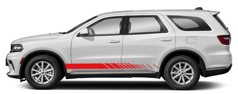 Dodge Durango (3rd Gen) Pulse Drift racing rocker stripe decals – red vinyl side graphic