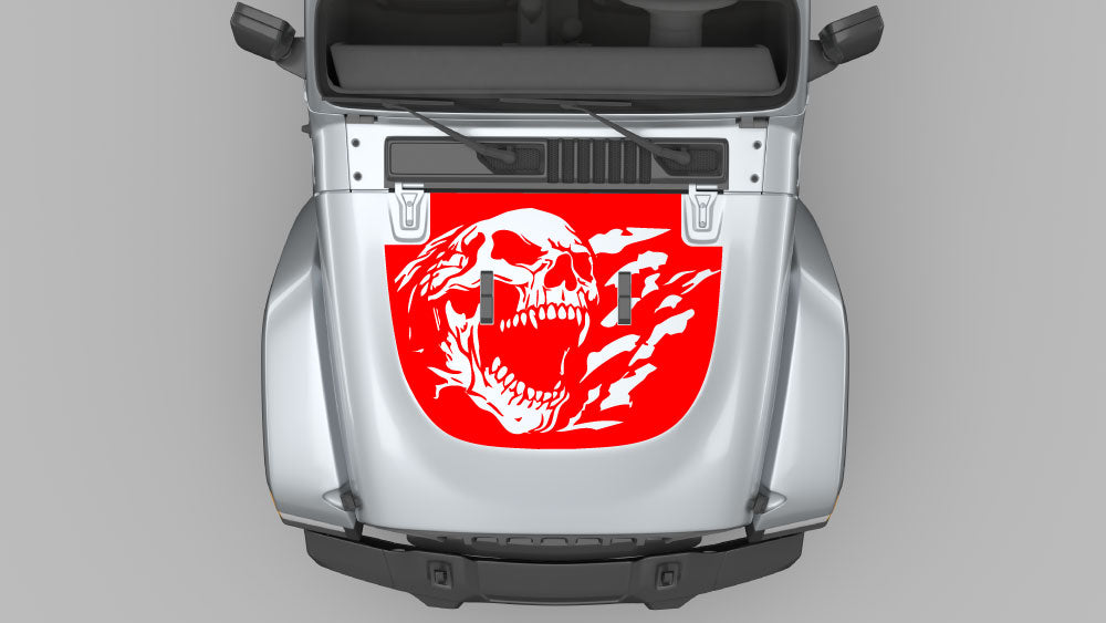 Ravage Reaper Skull hood decal on Jeep Wrangler JL