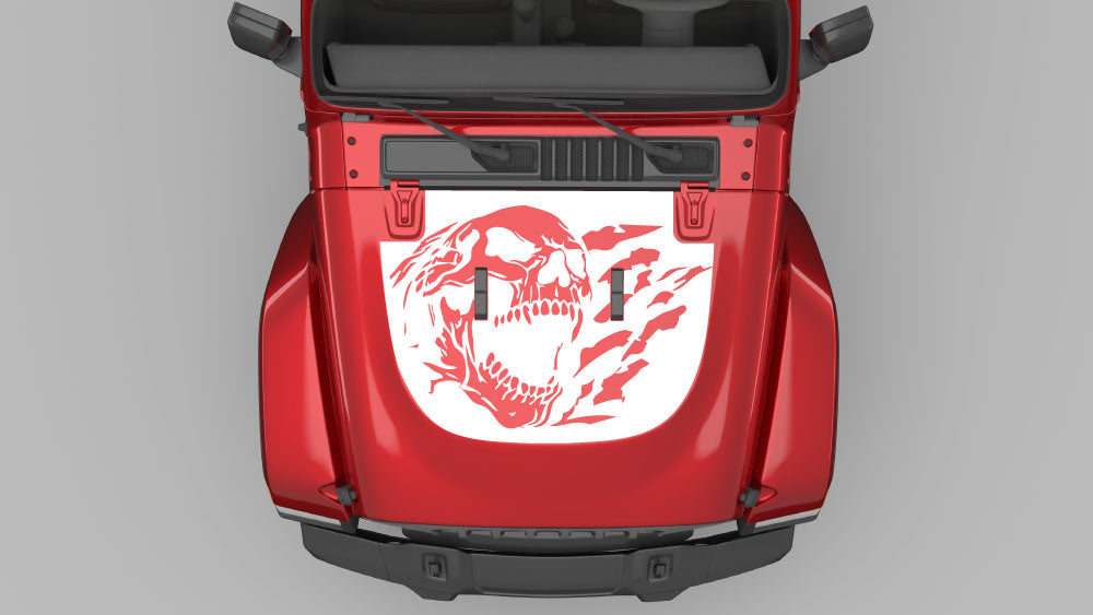 Ravage Reaper Skull hood decal on Jeep Wrangler JL