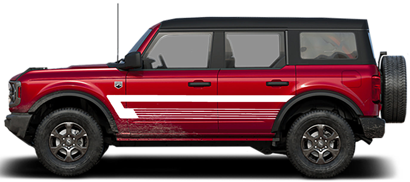 retro explorer line style side graphics for ford bronco 2021 to present white