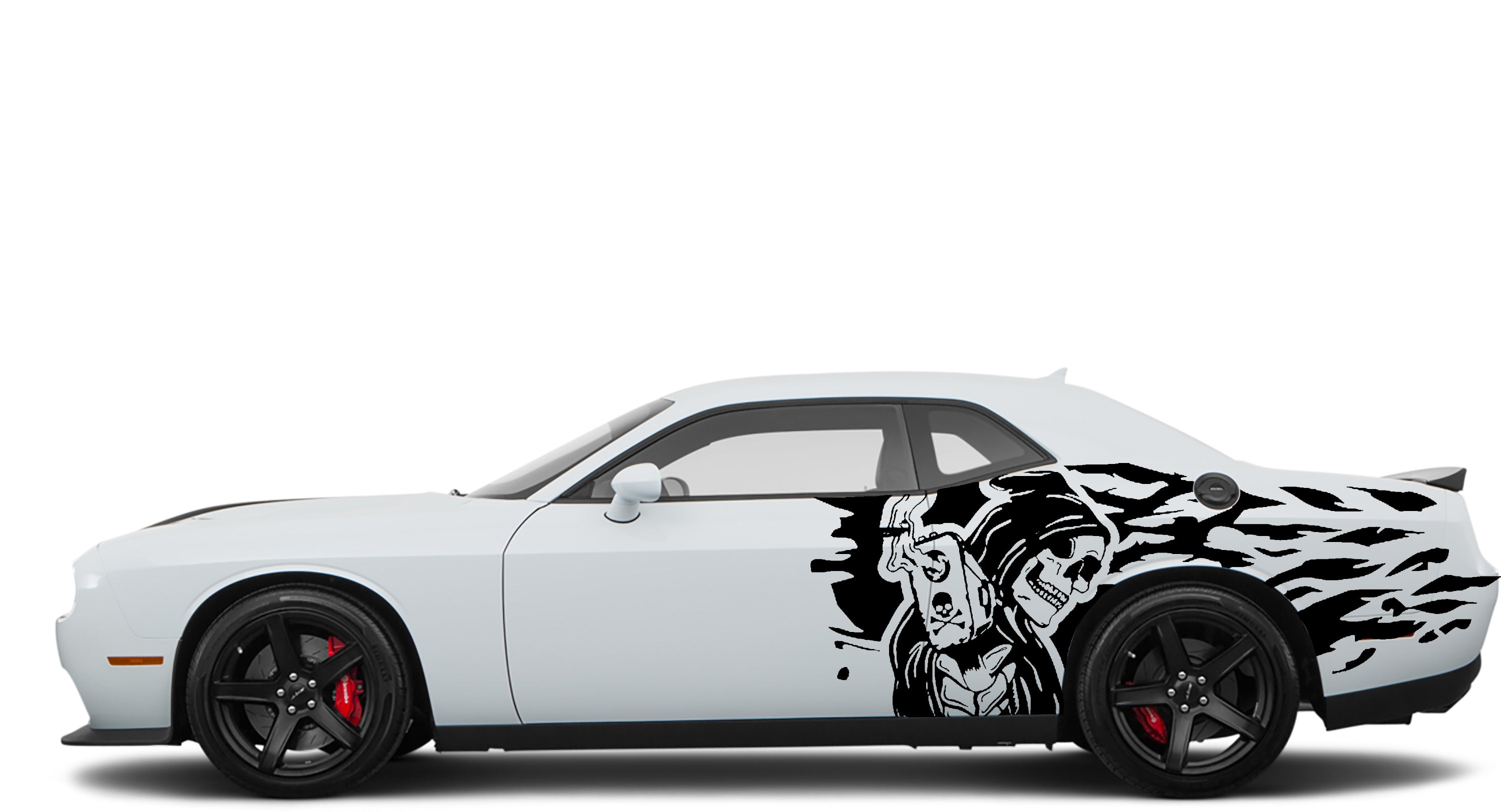 Dodge Challenger Skull Gun Side Decals (Pair) : Vinyl Graphics Kit Fits (2008-2023)