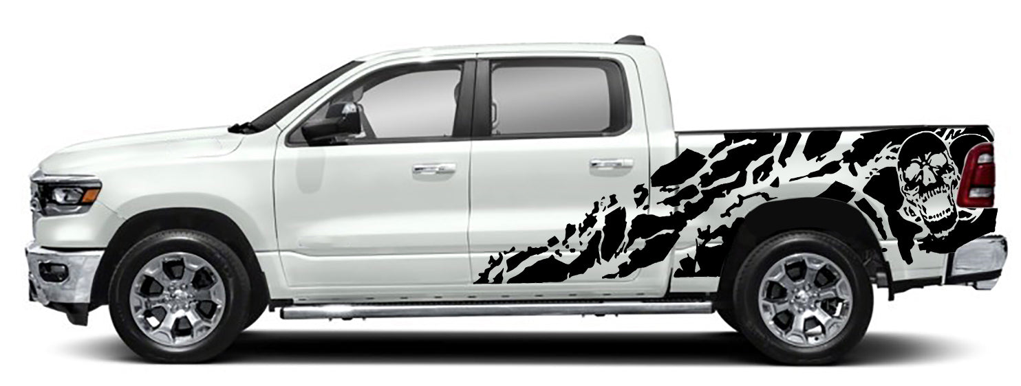 shredded skull side graphics for dodge ram 2018 to 2023 models