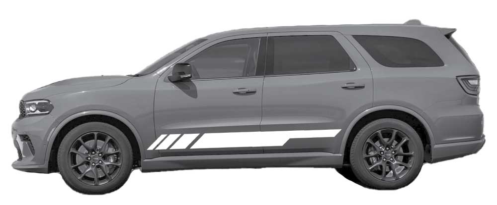 Dodge Durango 3rd Gen with white Strikebar side door stripe rocker decal kit