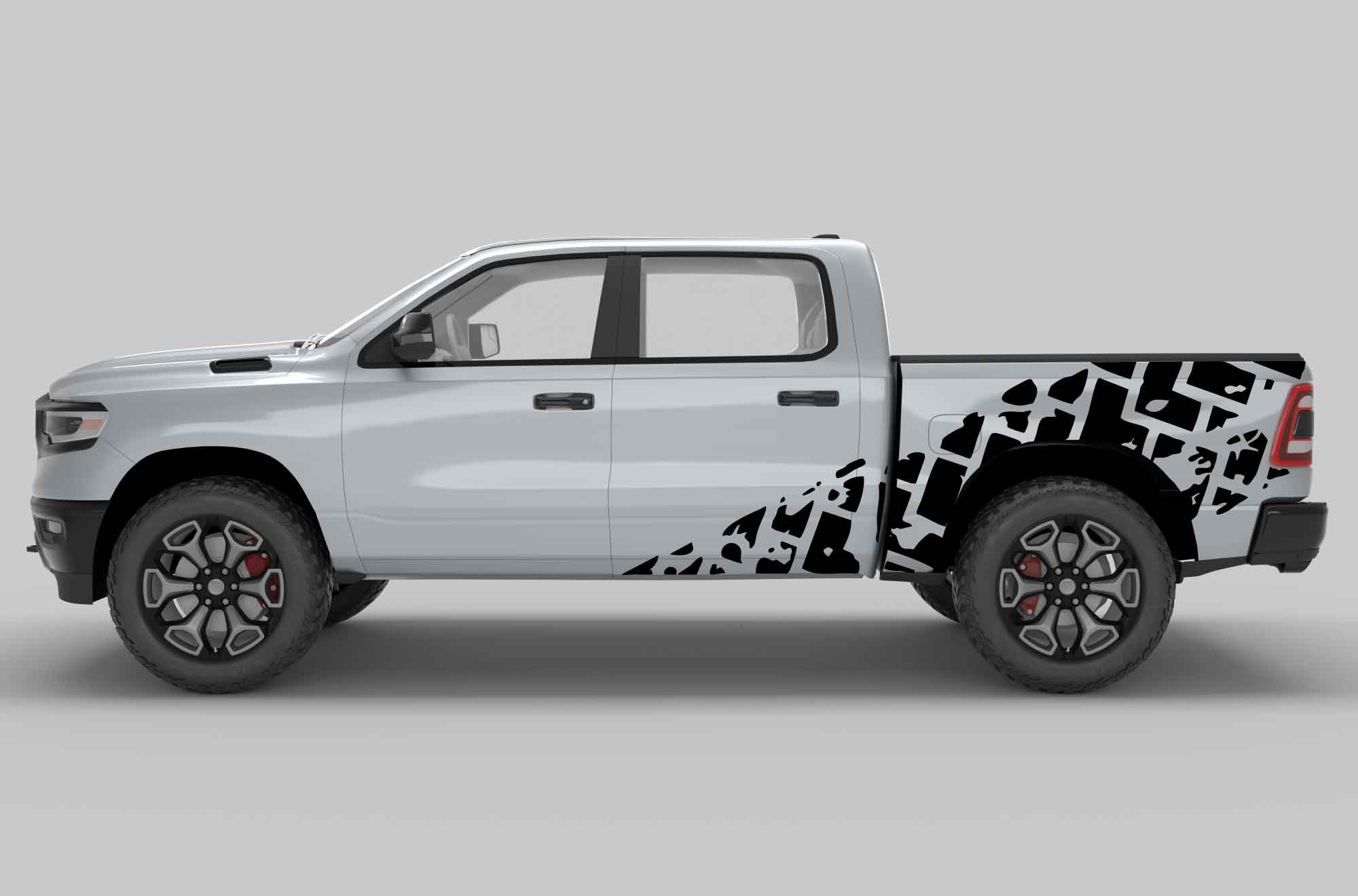 Tire tracks side decals graphics compatible Dodge Ram