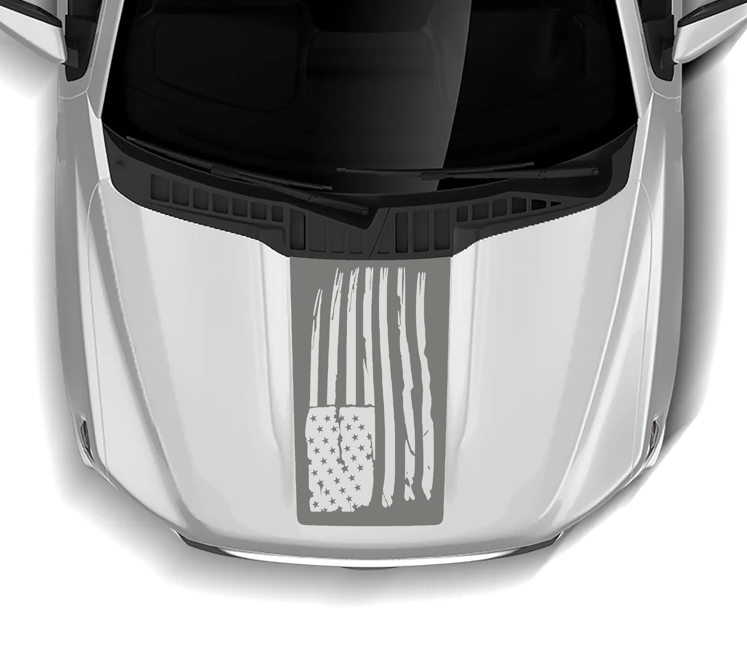 Patriot american flag hood decal for ford f 150 2021 to 2023 models gray