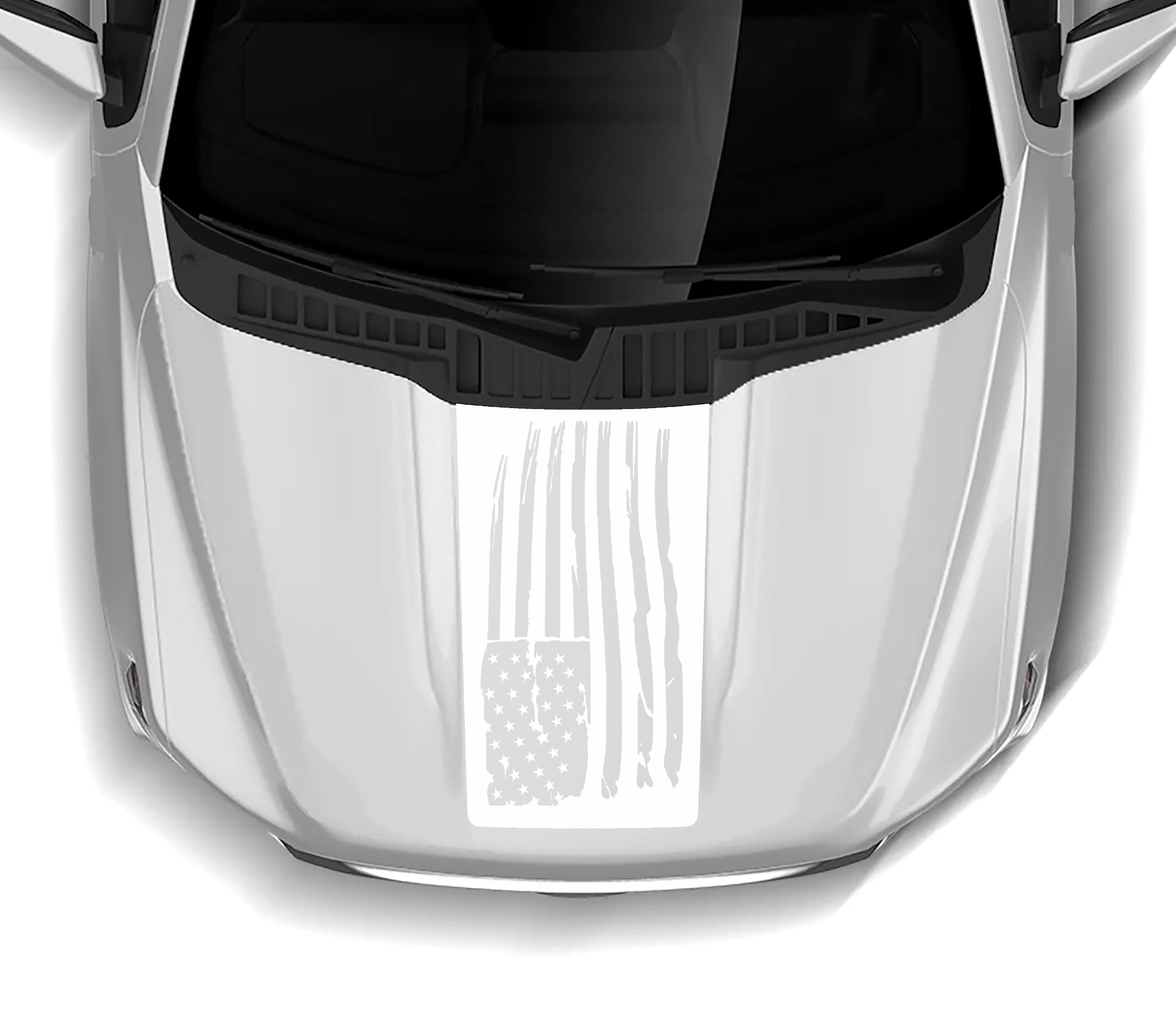 Patriot american flag hood decal for ford f 150 2021 to 2023 models white