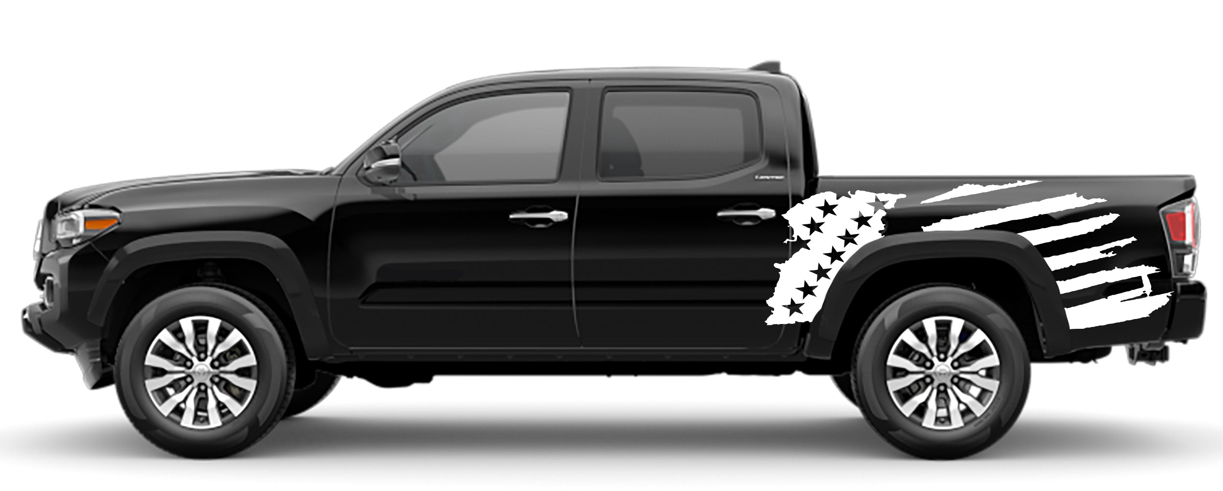 Patriot american flag bed decals for toyota tacoma 2016 to 2023 models white