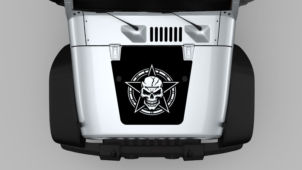 Warborn skull star hood decal graphic on Jeep Wrangler JK