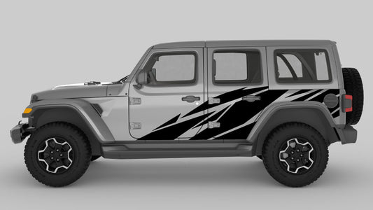 Black Warlord Side Decals & Graphics on Gray Jeep Wrangler JL