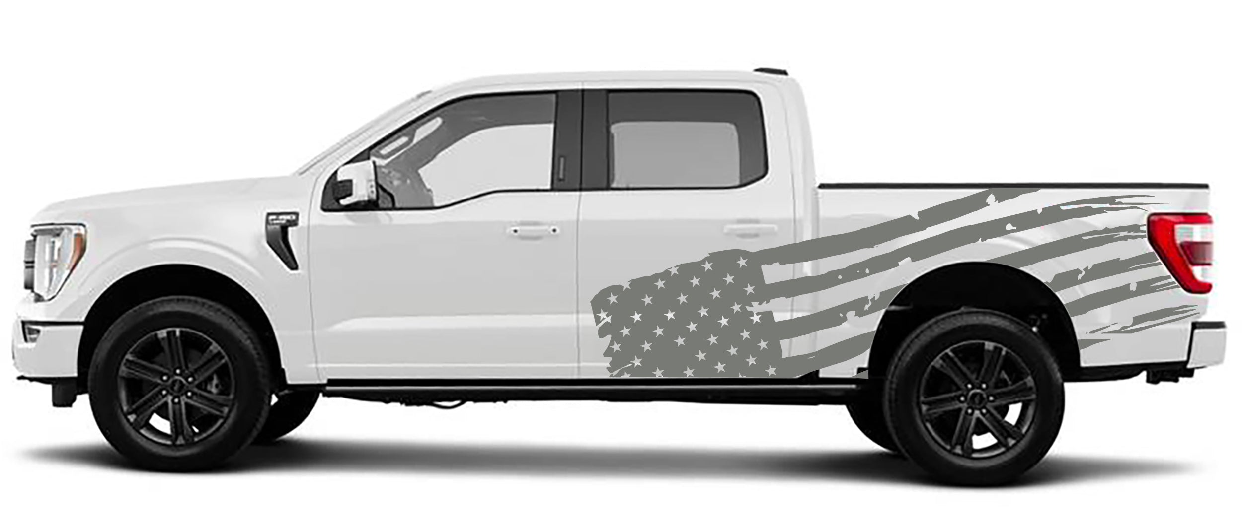 patriot american usa flag side vinyl graphics for ford f 150 2021 to 2023 models gray