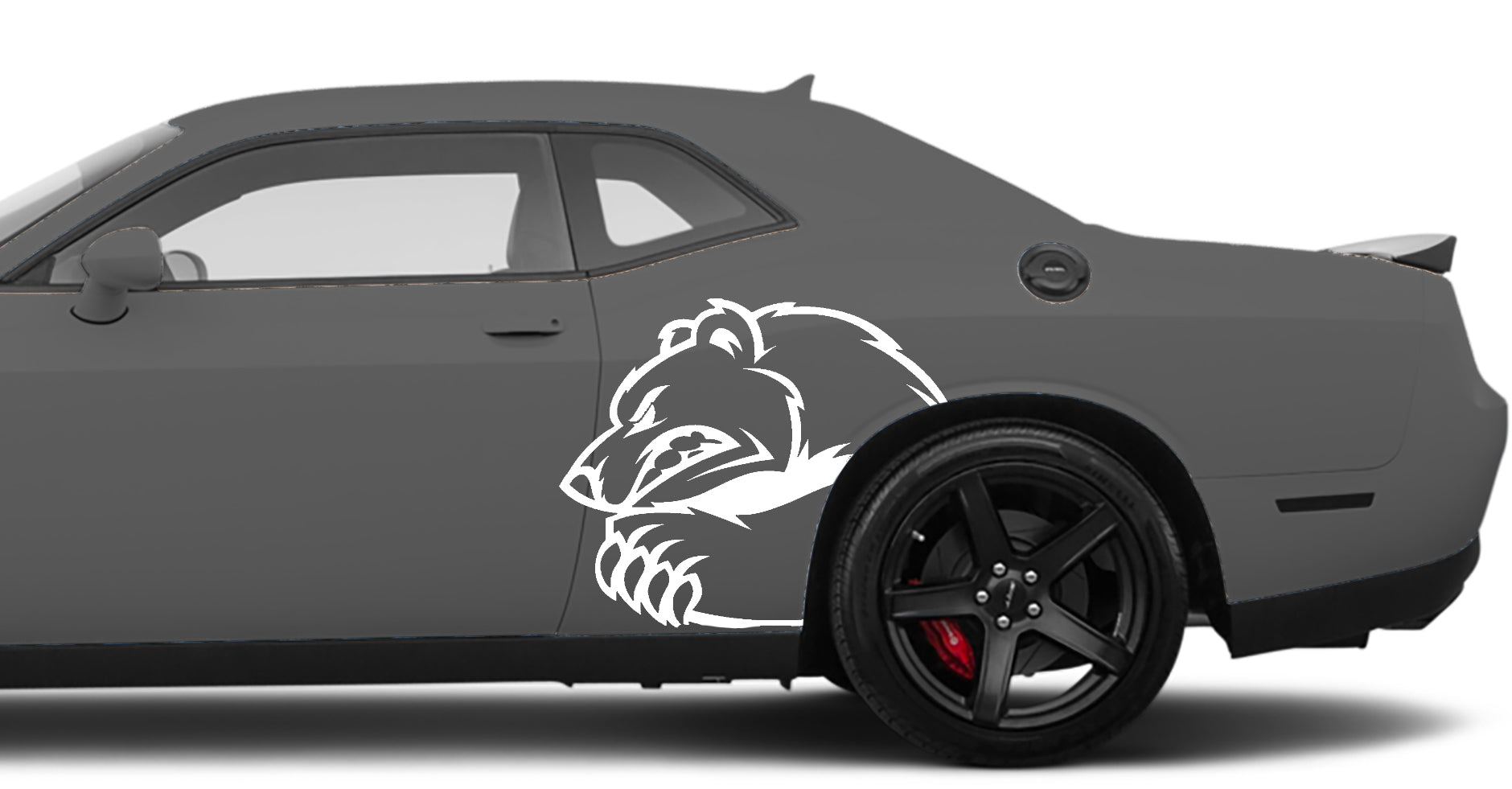 Angry Bear side decals for dodge challenger 2008 tyo 2023 models white