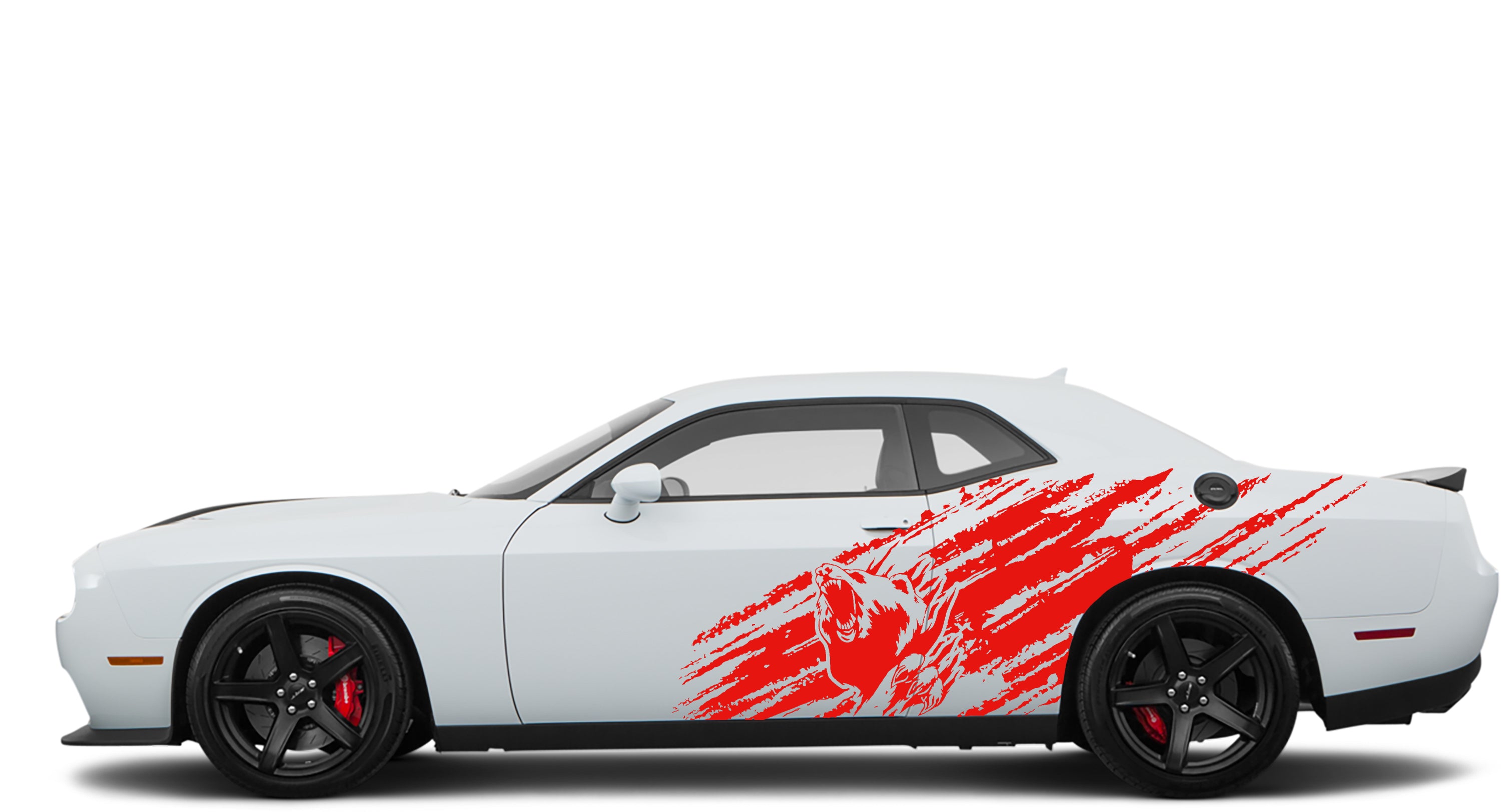 bear mud splash side graphics for dodge challenger 2008 to 2023 models red
