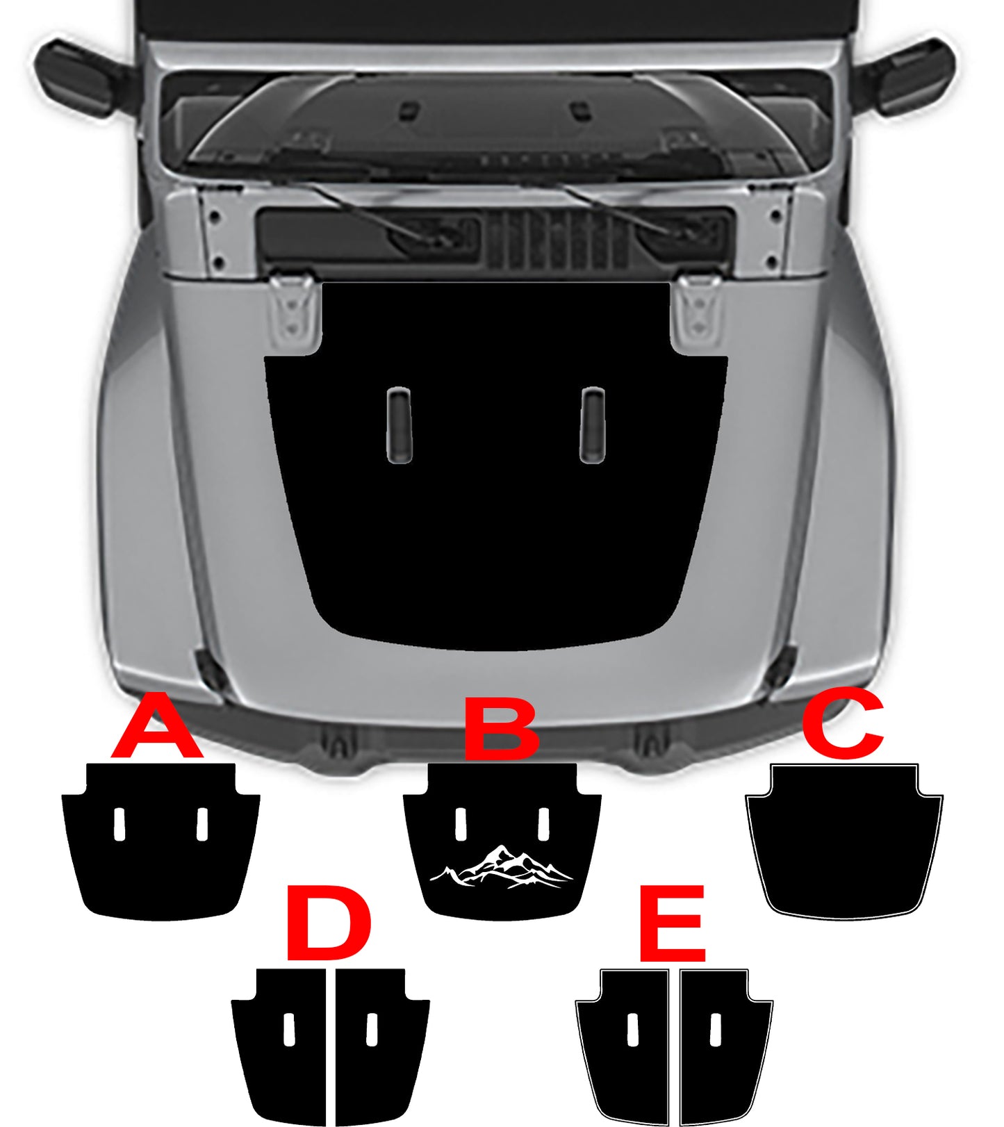 Jeep Wrangler Jl hood Blackout Decal